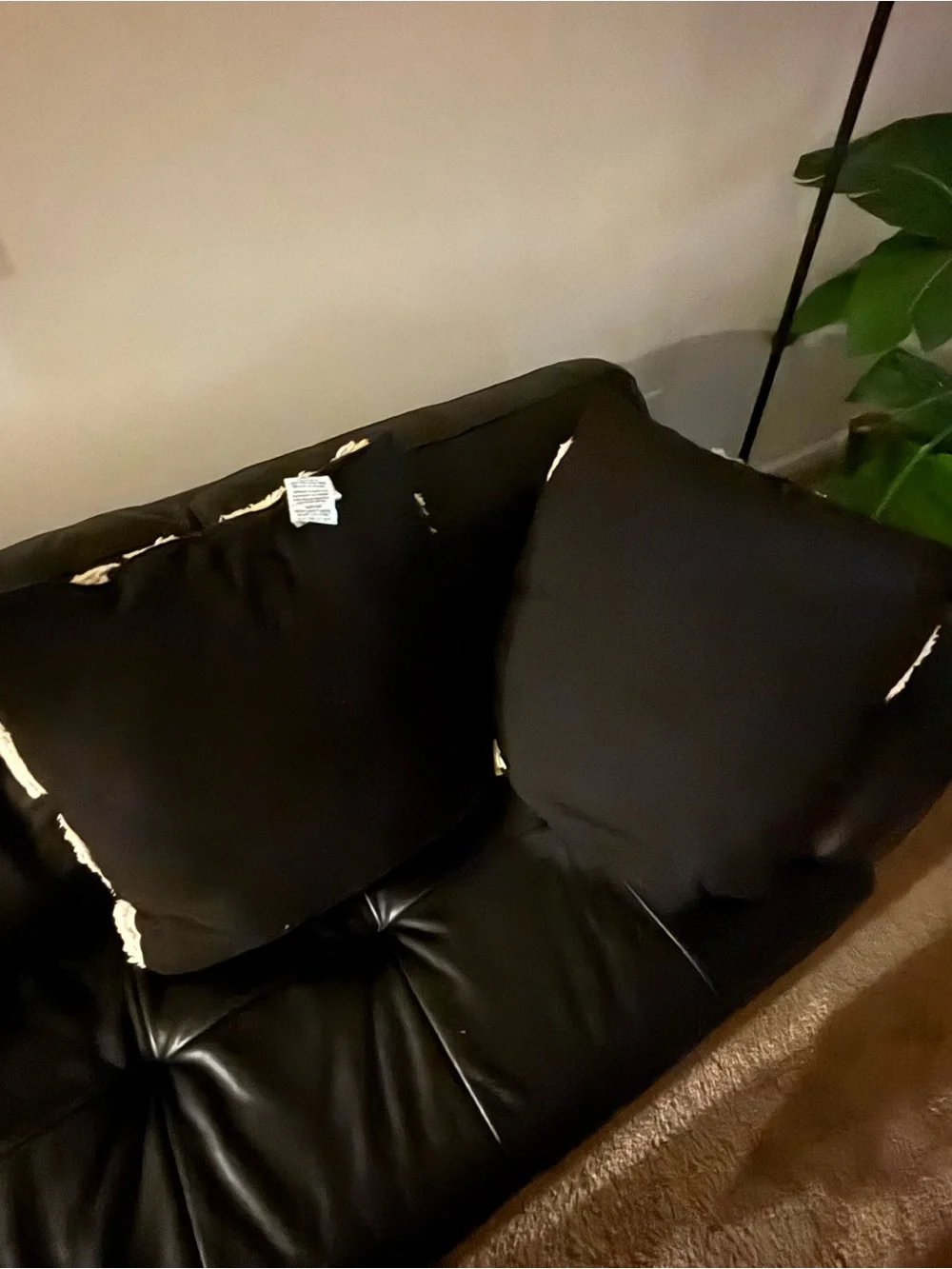 Crate&Barrel Black and White Shag Geometric Accent Pillows